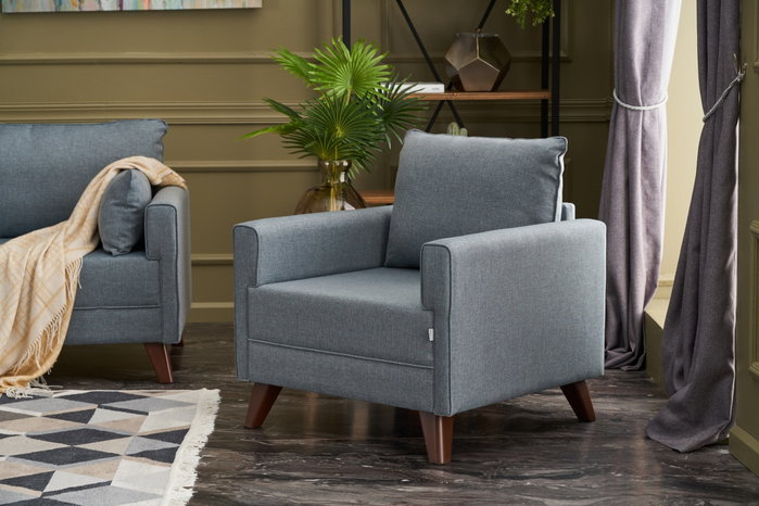 Atelier Del Sofa Sofá de 1 Plaza Azul Tapizado en Poliéster Cómodo y Elegante 82x85x81 cm
