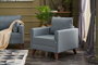Atelier Del Sofa Sofá de 1 Plaza Azul Tapizado en Poliéster Cómodo y Elegante 82x85x81 cm
