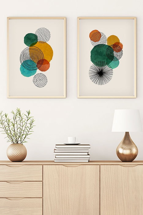 Wallity Pinturas Decorativas MDF con Marco de Madera 50 x 70 cm 2 Piezas Wallity Pinturas Decorativas MDF con Marco de Madera 50 x 70 cm 2 Piezas