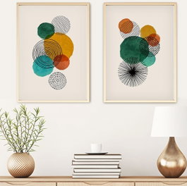 Wallity Pinturas Decorativas MDF con Marco de Madera 50 x 70 cm 2 Piezas