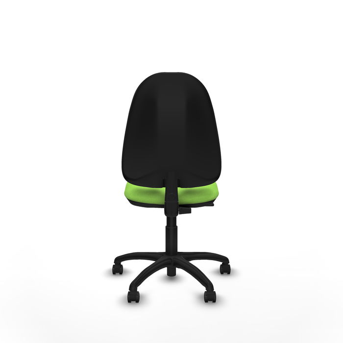 Silla de oficina Algarra con mecanismo Contacto permanente básico tapizada con Tela color Pistacho. Equipada con Base poliamida negra, Sin brazos y Ruedas autofrenantes