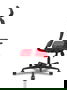 Silla de oficina Haches con mecanismo Sincro/Traslack tapizada con Tela color Rojo y malla color Negro. Equipada con lumbar 1D, Brazos 2D, Cabecero 2D y Ruedas 65mm nailon