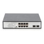 Digitus Conmutador Gigabit No Administrado, 8 Puertos (6 PoE+), 2 SFP, 180W Presupuesto PoE, Negro, Switch de Red