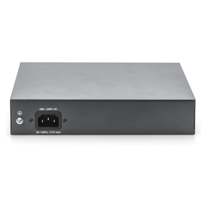 Digitus Conmutador Gigabit No Administrado, 8 Puertos (6 PoE+), 2 SFP, 180W Presupuesto PoE, Negro, Switch de Red