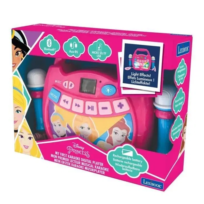 Lexibook Altavoz Bluetooth Karaoke Princesa de Disney con Efectos de Luz y 2 Micrófonos, Batería Recargable Lexibook Altavoz Bluetooth Karaoke Princesa de Disney con Efectos de Luz y 2 Micrófonos, Batería Recargable