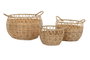 DKD Home Decor Set de 3 Cestas de PE y Metal en Color Natural 38x38x34 cm