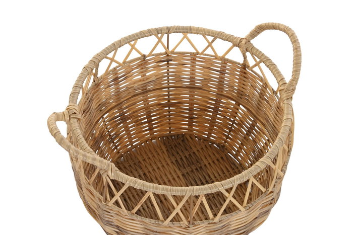 DKD Home Decor Set de 3 Cestas de PE y Metal en Color Natural 38x38x34 cm