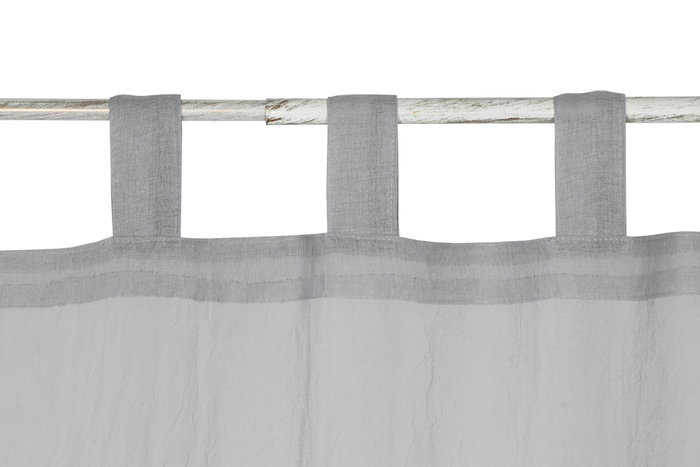 DKD Home Decor Cortina de Algodón y Poliéster con Trabillas, 140x260 cm, Gris Claro