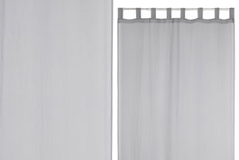 DKD Home Decor Cortina de Algodón y Poliéster con Trabillas, 140x260 cm, Gris Claro