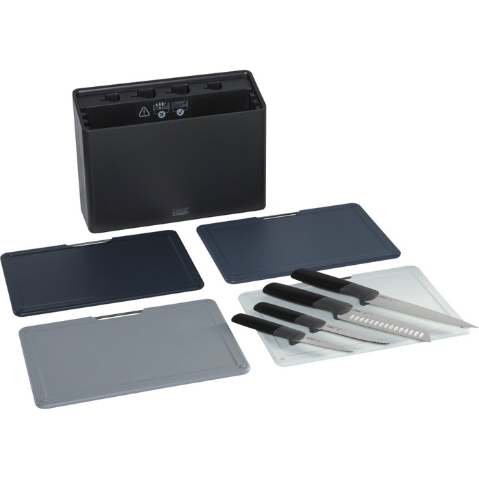 Joseph Joseph Folio Plus Set de 8 piezas de tablas de cortar y cuchillos Gris