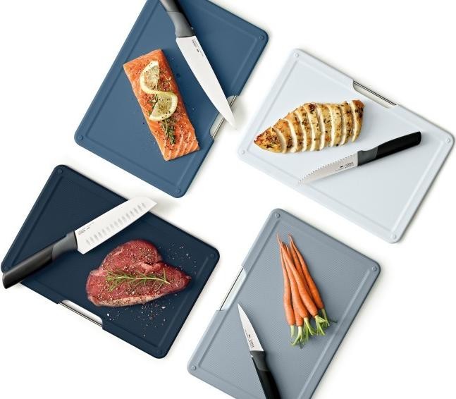 Joseph Joseph Folio Plus Set de 8 piezas de tablas de cortar y cuchillos Gris