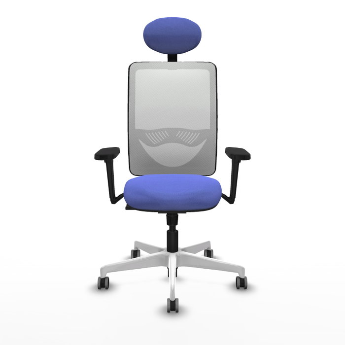 PIQUERAS Y CRESPO Silla de oficina Zulema con mecanismo Sincro, Azul claro y Blanco