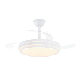 Cristalrecord Ventilador de techo LED CCT 3 aspas retráctiles 60W 6600lm Blanco Ø106 cm Altura 30,5-40,5 cm