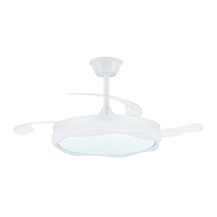 Cristalrecord Ventilador de techo LED CCT 3 aspas retráctiles 60W 6600lm Blanco Ø106 cm Altura 30,5-40,5 cm