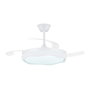 Cristalrecord Ventilador de techo LED CCT 3 aspas retráctiles 60W 6600lm Blanco Ø106 cm Altura 30,5-40,5 cm