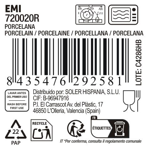 La Mediterranea Fuente Redonda Japo Reac. Emi Ø20 cm (18 Unidades)