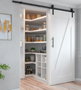 Emuca Kit de herrajes para una puerta corredera colgada de madera Barn, Con cierre suave, tableros no incluidos, Acero y Plástico, Pintado negro