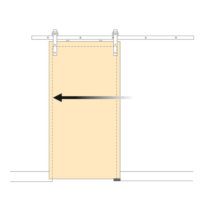 Emuca Kit de herrajes para una puerta corredera colgada de madera Barn, Con cierre suave, tableros no incluidos, Acero y Plástico, Pintado negro
