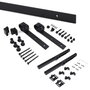 Emuca Kit de herrajes para una puerta corredera colgada de madera Barn, Con cierre suave, tableros no incluidos, Acero y Plástico, Pintado negro