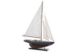 DKD Home Decor Barco de Madera Azul Marino