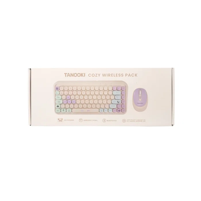 Tanooki TNK4001 Pack Teclado y Ratón Inalámbrico USB + Bluetooth QWERTY Inglés Español para PC/Mac, Color Crema Tanooki TNK4001 Pack Teclado y Ratón Inalámbrico USB + Bluetooth QWERTY Inglés Español para PC/Mac, Color Crema