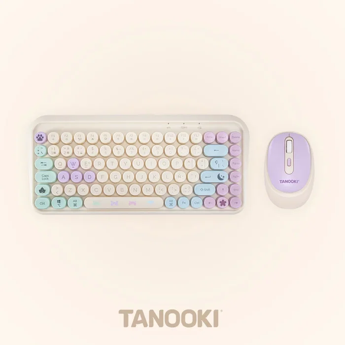 Tanooki TNK4001 Pack Teclado y Ratón Inalámbrico USB + Bluetooth QWERTY Inglés Español para PC/Mac, Color Crema Tanooki TNK4001 Pack Teclado y Ratón Inalámbrico USB + Bluetooth QWERTY Inglés Español para PC/Mac, Color Crema