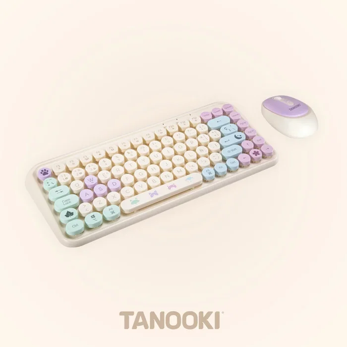 Tanooki TNK4001 Pack Teclado y Ratón Inalámbrico USB + Bluetooth QWERTY Inglés Español para PC/Mac, Color Crema Tanooki TNK4001 Pack Teclado y Ratón Inalámbrico USB + Bluetooth QWERTY Inglés Español para PC/Mac, Color Crema
