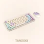 Tanooki TNK4001 Pack Teclado y Ratón Inalámbrico USB + Bluetooth QWERTY Inglés Español para PC/Mac, Color Crema