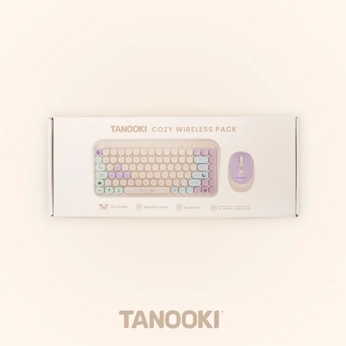 Tanooki TNK4001 Pack Teclado y Ratón Inalámbrico USB + Bluetooth QWERTY Inglés Español para PC/Mac, Color Crema Tanooki TNK4001 Pack Teclado y Ratón Inalámbrico USB + Bluetooth QWERTY Inglés Español para PC/Mac, Color Crema