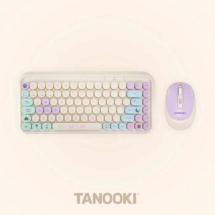 Tanooki TNK4001 Pack Teclado y Ratón Inalámbrico USB + Bluetooth QWERTY Inglés Español para PC/Mac, Color Crema Tanooki TNK4001 Pack Teclado y Ratón Inalámbrico USB + Bluetooth QWERTY Inglés Español para PC/Mac, Color Crema