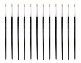 Innspiro Caja de 12 pinceles de cerda natural redondo mango corto nº04