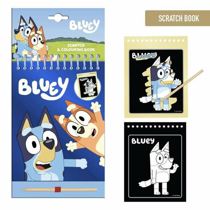 Cerdá Set de Papelería Scratch Book Bluey Azul