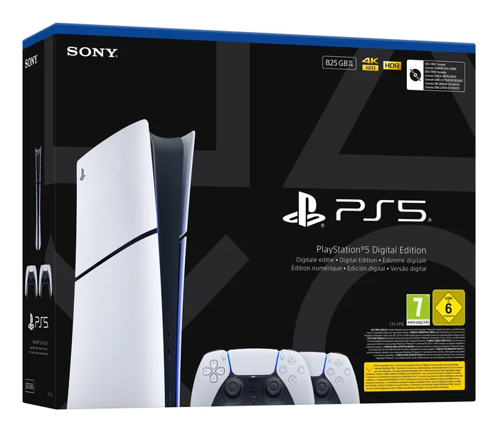 Sony PlayStation 5 Slim Digital 825GB con 2 Mandos DualSense, Blanco y Negro