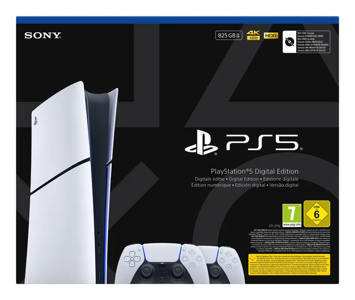Sony PlayStation 5 Slim Digital 825GB con 2 Mandos DualSense, Blanco y Negro