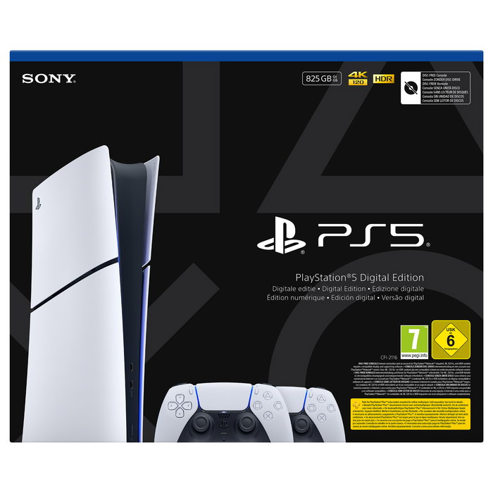 SONY PlayStation 5 Slim Digital 825GB SSD Consola + 2 Mandos DualSense - Blanco/Negro