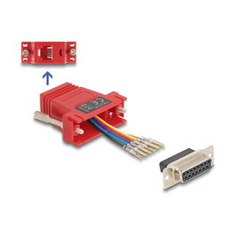 DeLOCK 67089 Kit de montaje D-Sub 15 hembra a RJ12 hembra rojo