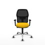 PIQUERAS Y CRESPO Silla de oficina Alfera Traslack malla negra Bali amarillo con base de aluminio