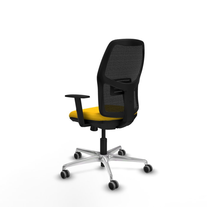 PIQUERAS Y CRESPO Silla de oficina Alfera Traslack malla negra Bali amarillo con base de aluminio PIQUERAS Y CRESPO Silla de oficina Alfera Traslack malla negra Bali amarillo con base de aluminio