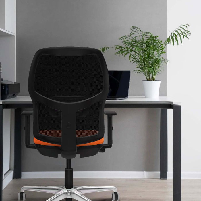PIQUERAS Y CRESPO Silla de oficina Alfera Traslack malla negra Bali amarillo con base de aluminio PIQUERAS Y CRESPO Silla de oficina Alfera Traslack malla negra Bali amarillo con base de aluminio