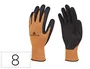 Deltaplus Guantes de Poliéster Impregnados en Látex, Palma y Dedos, Naranja Fluor/Negro, Talla 8