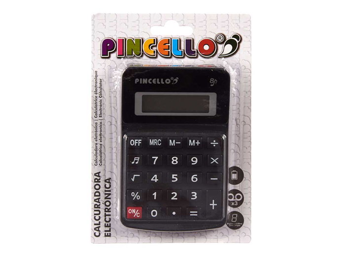PINCELLO Calculadora Pequeña 2 Colores Negro Blanco 7.5 x 2.5 x 11.5 cm 8 Dígitos Pila AG10 (Set de 36)