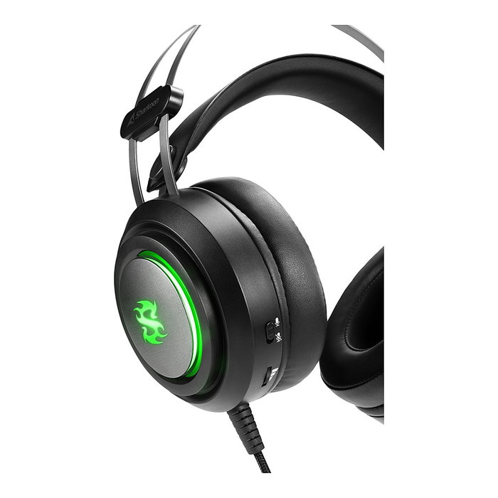 Sharkoon Skiller SGH30 Auriculares Gaming Stereo USB con Micrófono Boom, Diadema Circumaural Negro, Luz Multicolor, Cable 2.4 m