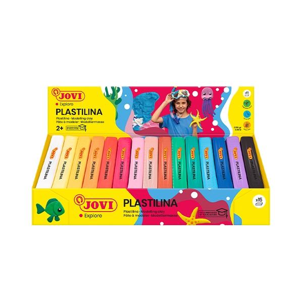 Jovi Plastilina 71S Caja Expositora de 15 Pastillas de 150g Colores Surtidos