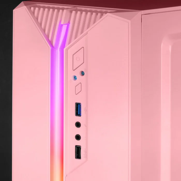 Mars Gaming Caja Gaming Micro-ATX MC-S1 Rosa Mini Tower con Iluminación ARGB, Ventana Lateral y Ventilador FRGB Incluido