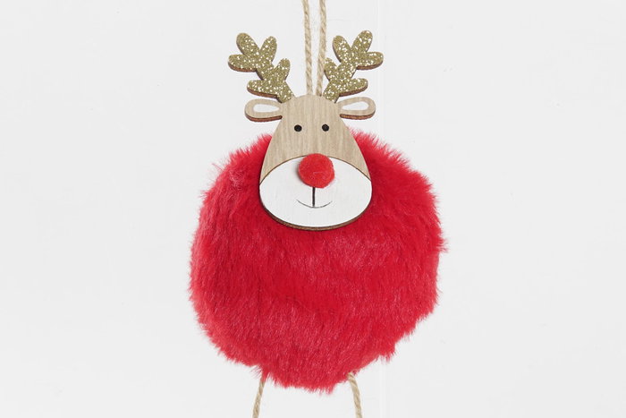DKD Home Decor Decoración Colgante Navidad Tradicional Blanco Rojo 2.5 x 24 x 7 cm (12 Unidades)