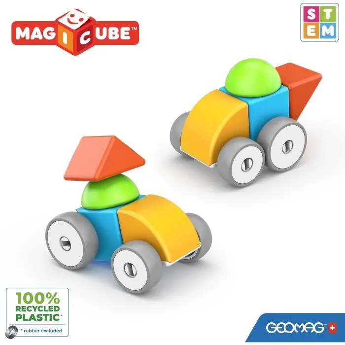Geomag Magicube 308 Bloques Magnéticos - 10 piezas - Vehículos - Plástico reciclado