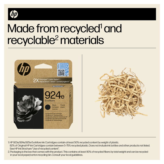 HP Cartucho de Tinta Original EvoMore 924e Negro, Alto Rendimiento (XL), 1000 páginas