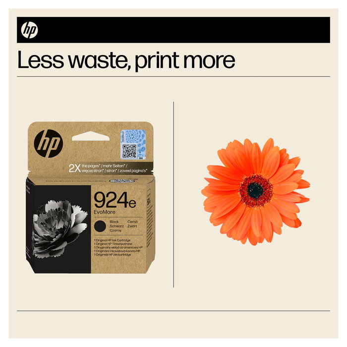 HP Cartucho de Tinta Original EvoMore 924e Negro, Alto Rendimiento (XL), 1000 páginas