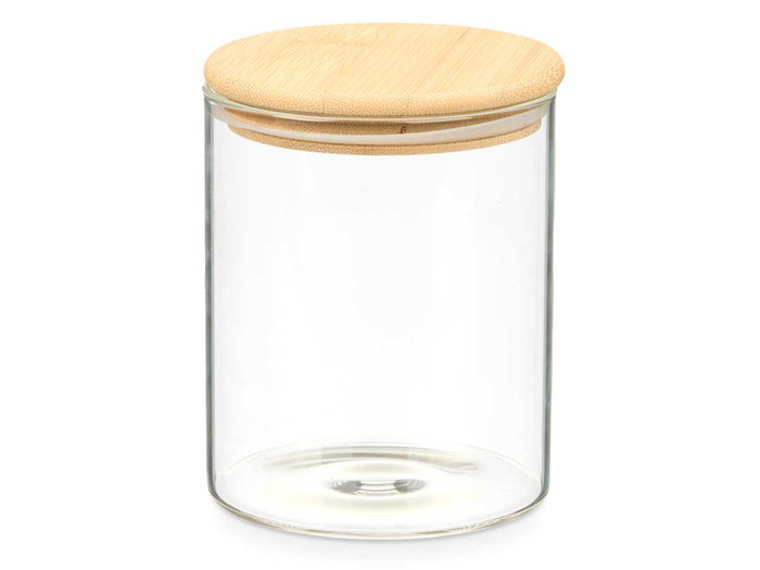 Vivalto Set de 12 Tarros Redondos de Borosilicato con Tapa de Bambú, 800 ml