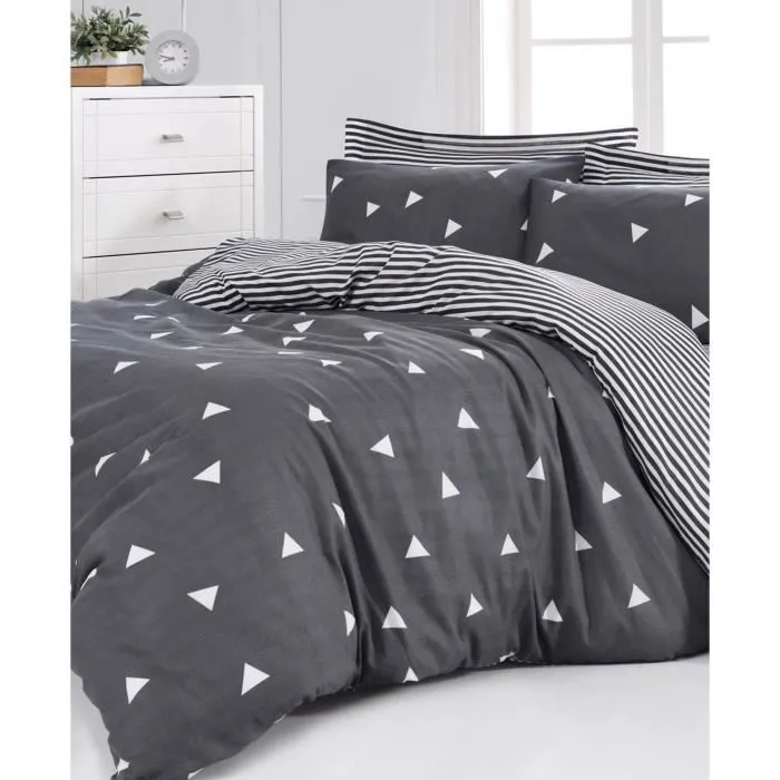 Juego de Cama con Funda Nórdica 220x240 cm y 2 Fundas de Almohada 60x60 cm - 65% Algodón, 35% Poliéster - Gris - ASI8683342642484